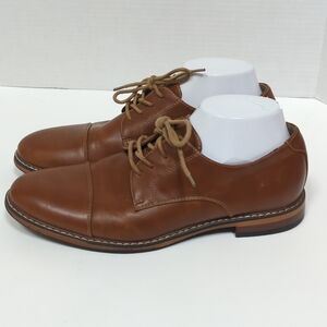 Dexter Men's Sz 7 Captoe Oxford Faux Leather Lace Up Flat Heel Brown